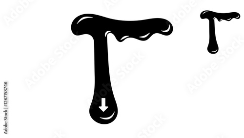 oil price down symbol, black isolated silhouette