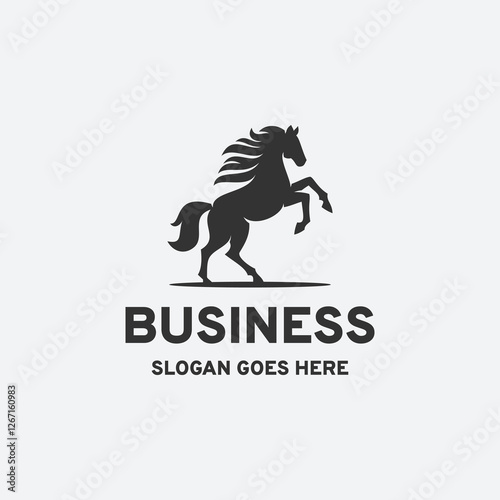 Minimal brave horse logo design vector illustration in silhouette style on a white background