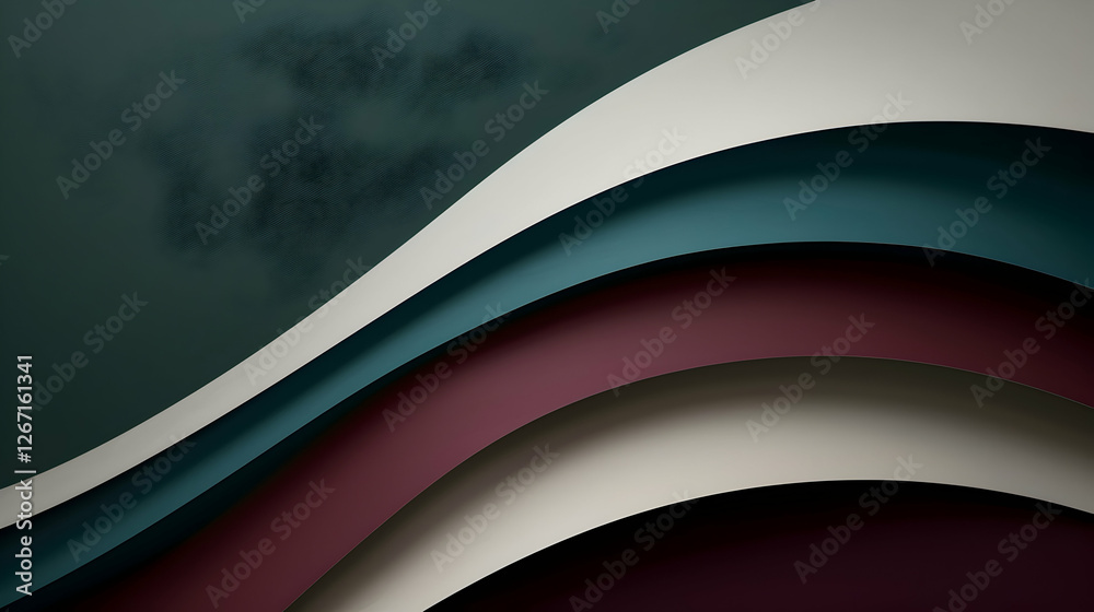 Fototapeta premium Abstract design featuring layered waves in various colors and textures.
