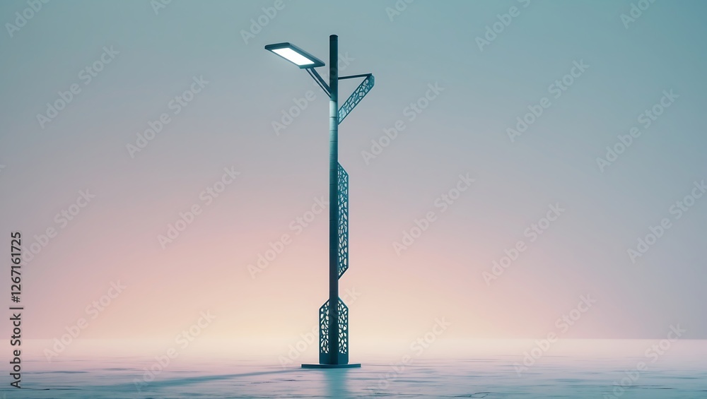 Obraz premium Illuminated Modern Street Light Pole Design with Decorative Elements