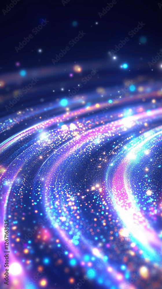 Naklejka premium Vibrant swirling lights with shimmering colors and sparkles