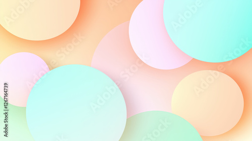 Wallpaper Mural Soft pastel gradient circles in peach and mint green tones Torontodigital.ca