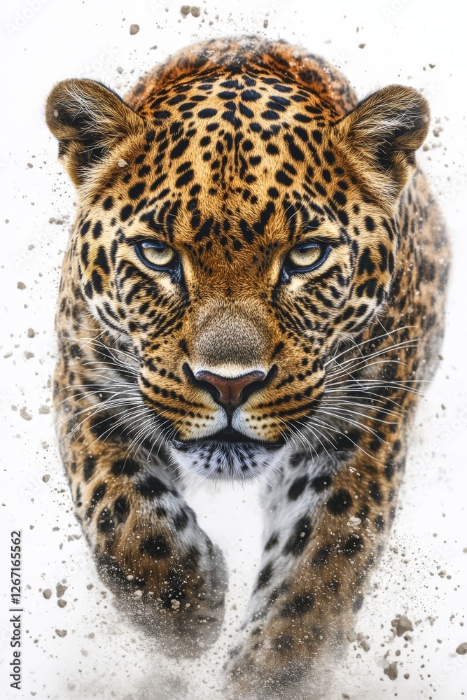 Obraz premium Close up of a fierce jaguar face with detailed fur patterns and piercing eyes emphasizing wild beauty raw power and the intensity of nature’s predators