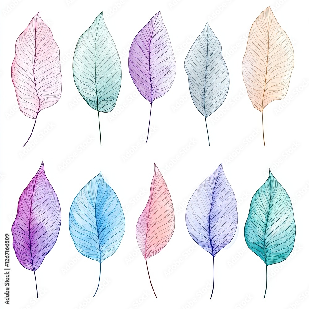 Fototapeta premium Watercolor Tropical Leaves Design Lush Greenery Isolated on White