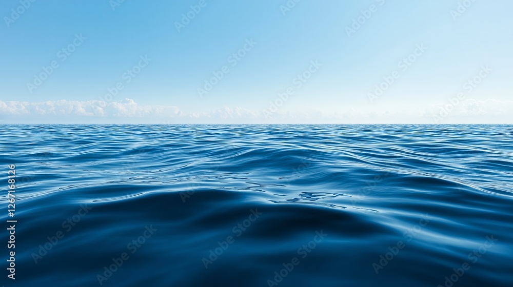 A calm ocean scene with a single wave forming a perfect curve A calm ocean scene with a single wave forming a perfect curve