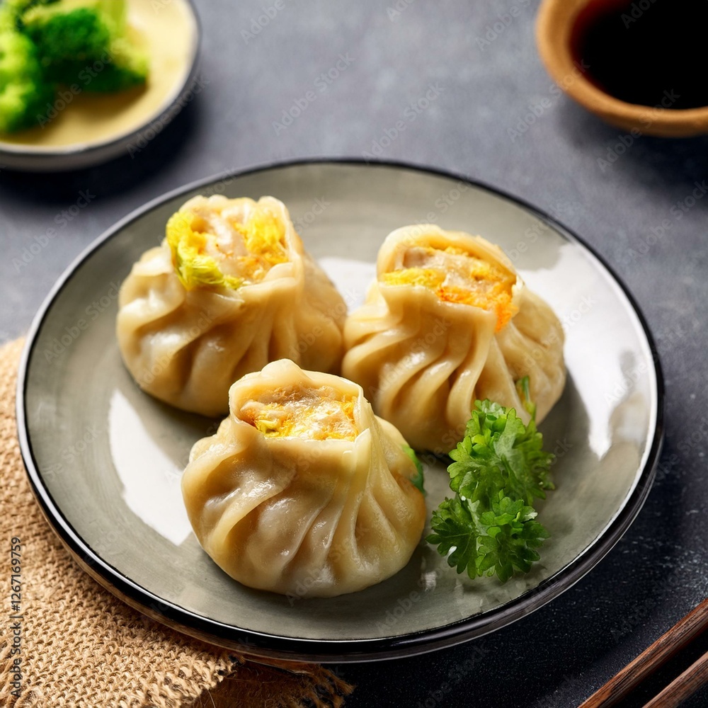 hong kong street food siu mai fish dumpling in plate hong kong street food siu mai fish dumpling in plate