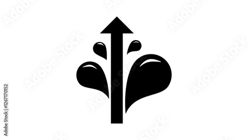 oil price up symbol, black isolated silhouette