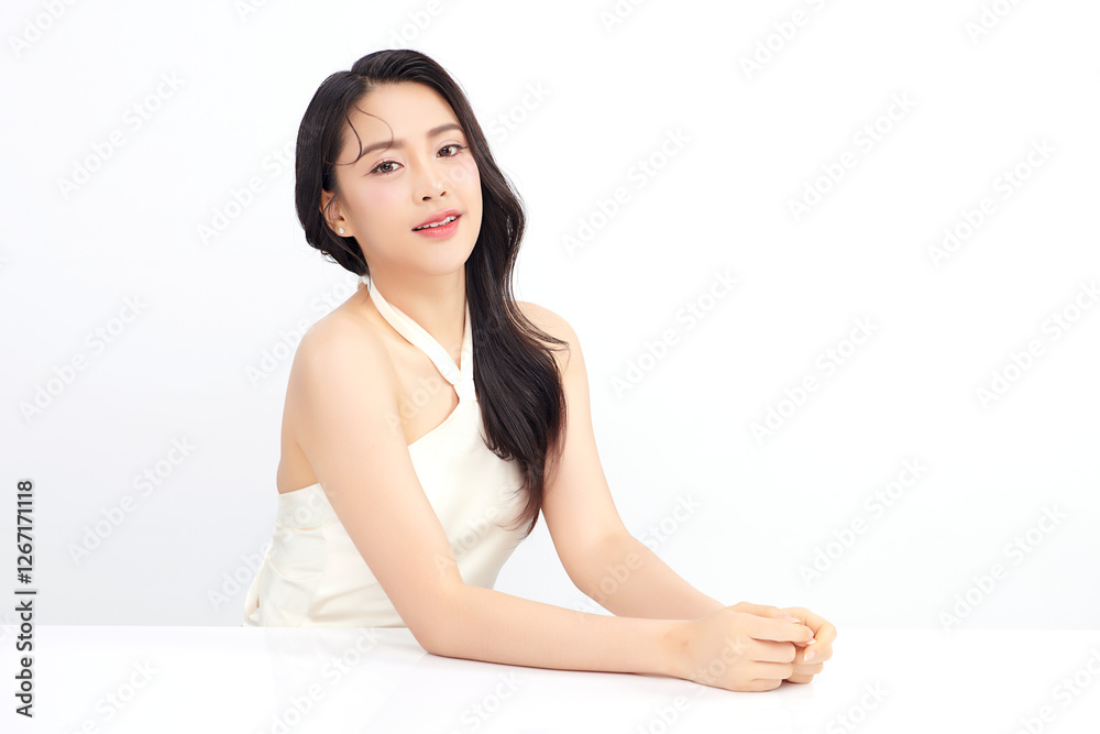 Beautiful young asian woman with clean fresh skin on white background, Face care, Facial treatment, Cosmetology, beauty and spa, Asian women portrait. Beautiful young asian woman with clean fresh skin on white background, Face care, Facial treatment, Cosmetology, beauty and spa, Asian women portrait.