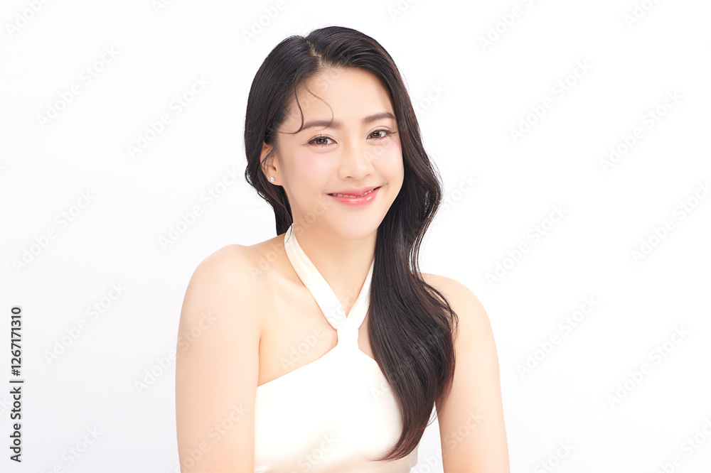 Beautiful young asian woman with clean fresh skin on white background, Face care, Facial treatment, Cosmetology, beauty and spa, Asian women portrait. Beautiful young asian woman with clean fresh skin on white background, Face care, Facial treatment, Cosmetology, beauty and spa, Asian women portrait.