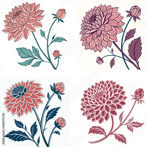 A dahlia flower icon with multiple layers of pointed petals