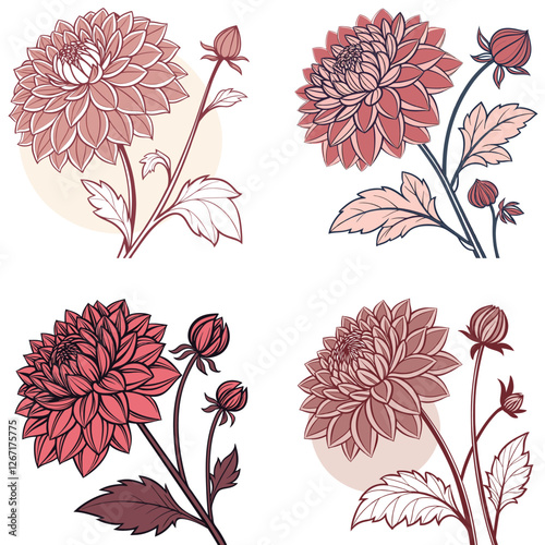 A dahlia flower icon with multiple layers of pointed petals