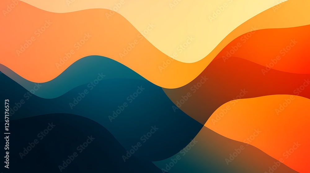 Abstract Wave Design Orange Teal Background