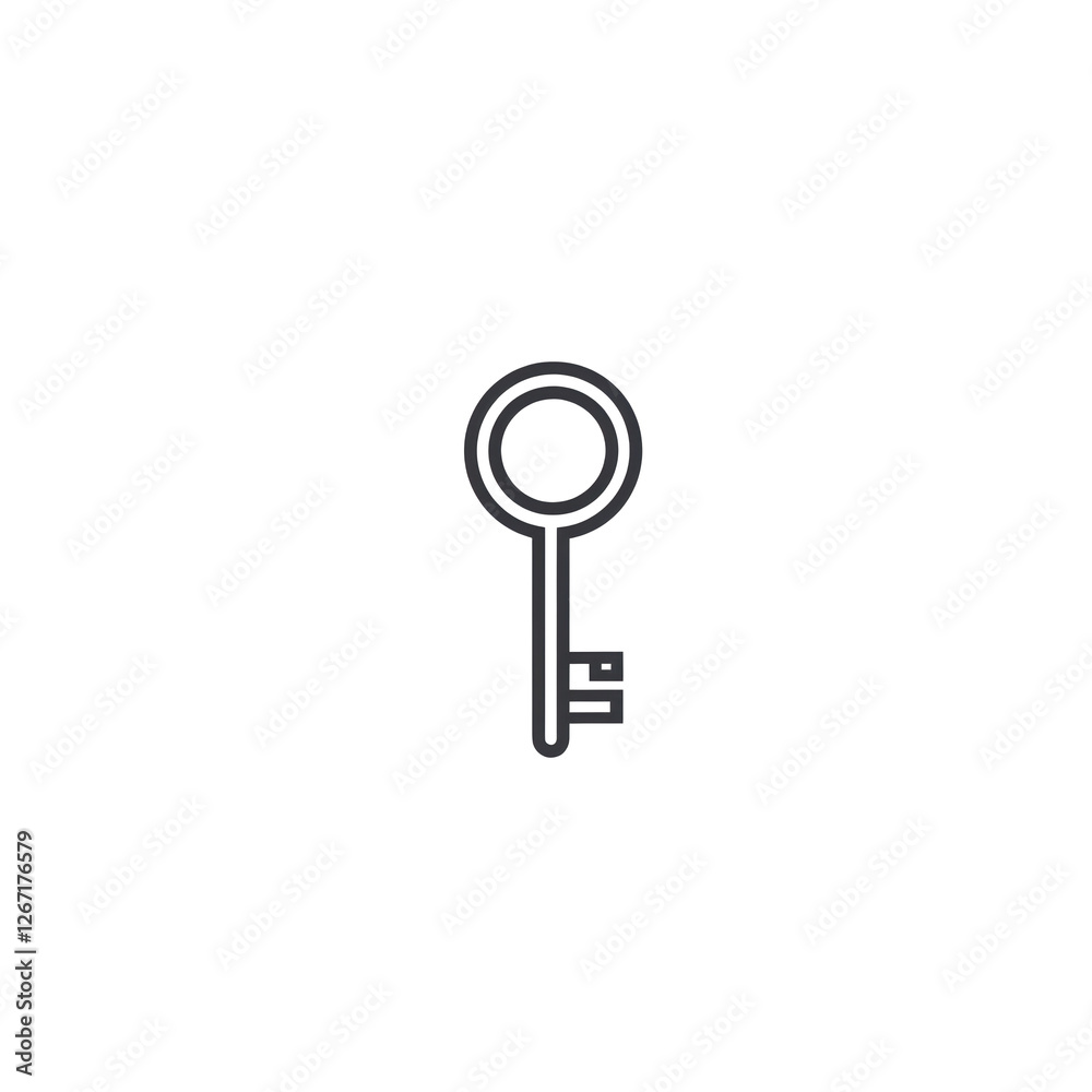 Isolated Simple Line Art of a Key Isolated Simple Line Art of a Key