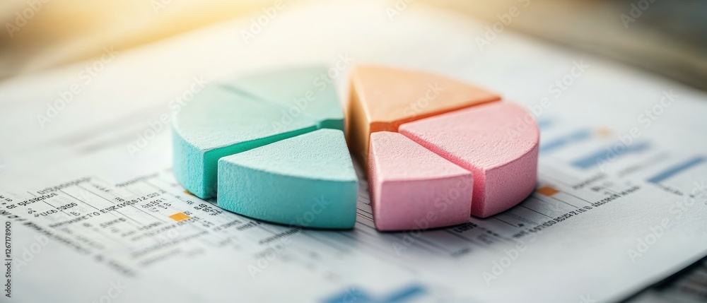 Pie chart on paper for business analysis with data and statistics for presentation and report purposes Pie chart on paper for business analysis with data and statistics for presentation and report purposes
