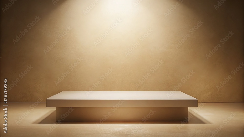 Fototapeta premium Light Brown & White Abstract Gradient Background - Empty Studio 3D Render Podium for Product Display