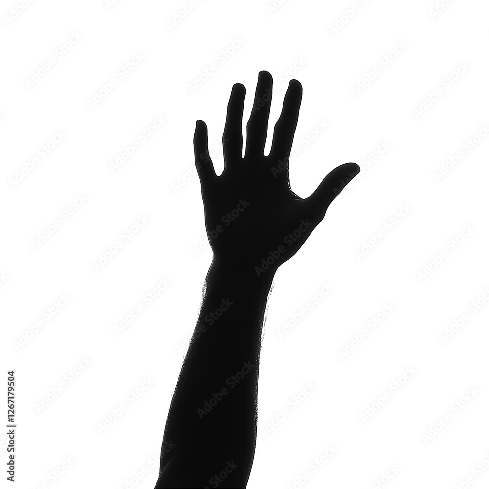 Isolated Silhouette of a Raised Hand Isolated Silhouette of a Raised Hand