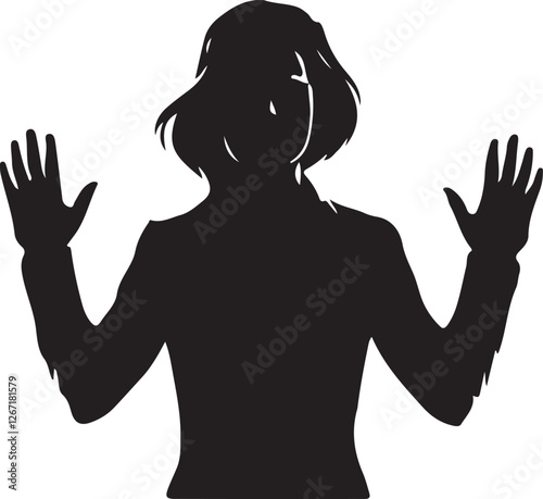 silhouette of a woman with hands up