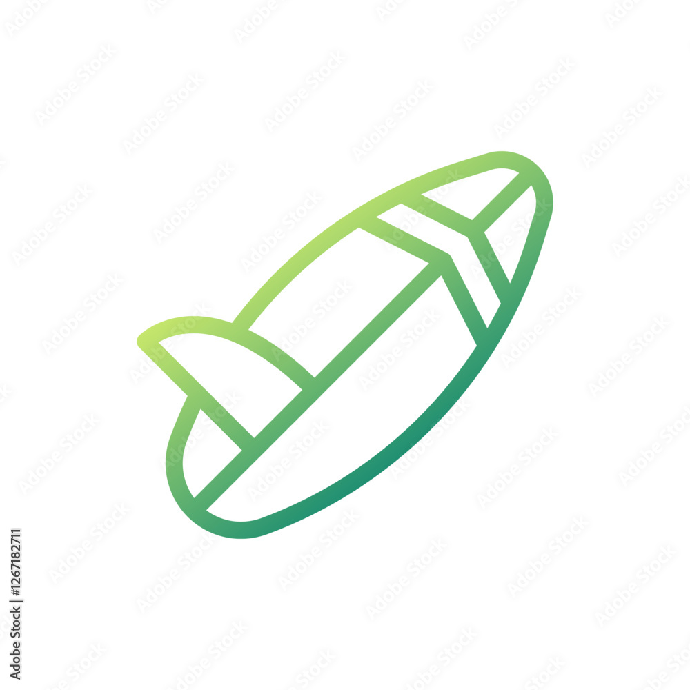 Minimalist Surfboard Icon Green Gradient Style Minimalist Surfboard Icon Green Gradient Style