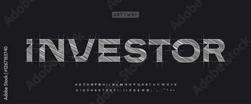 Architectural project font, technical draw style alphabet. Geometrical typography. Wireframe letters, typographic design with draft strokes for real estate investment logo, headline. Vector typeset