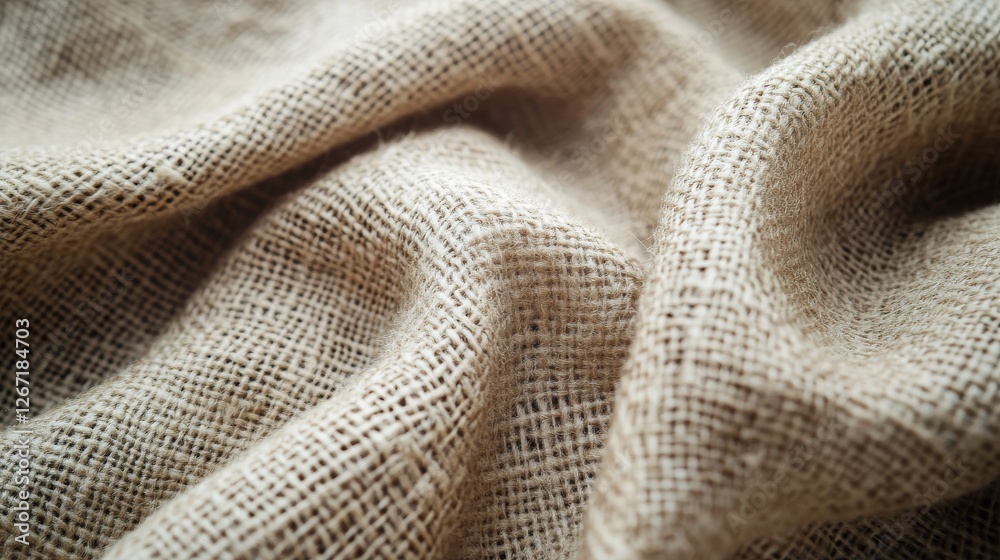Draped burlap fabric creating soft and natural looking folds Draped burlap fabric creating soft and natural looking folds
