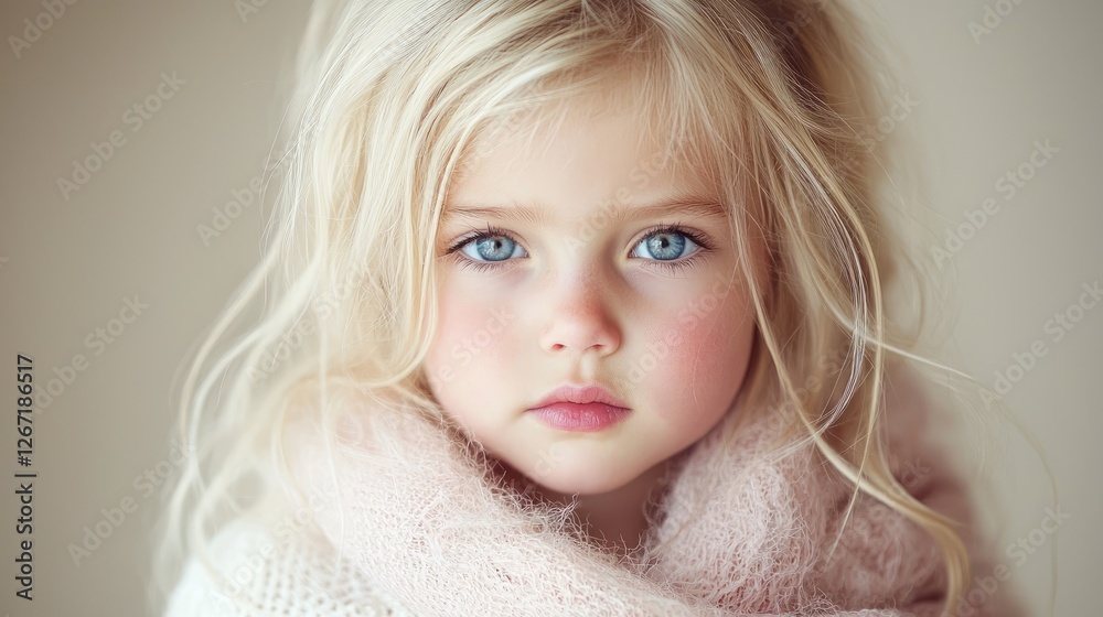 Adorable blonde girl, studio portrait, neutral background, child model Adorable blonde girl, studio portrait, neutral background, child model