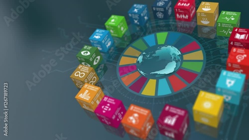 Goal 12 Responsible Consumption And Production 17 SDGs Global Goals Digital Benefits World Animation On Circuit Board Concept