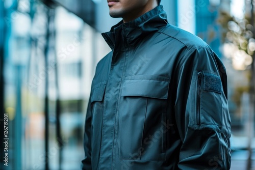 Security Guard Wearing Jacket, 