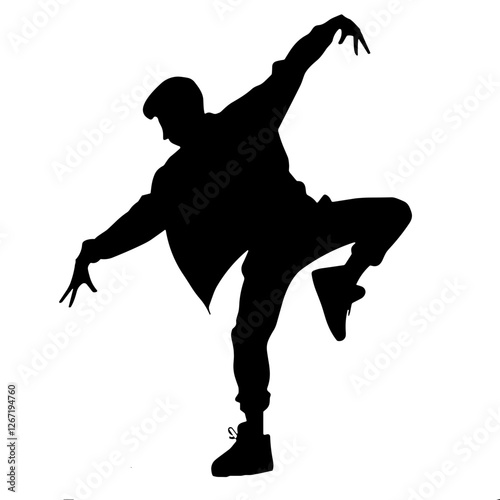 Vector illustration of a hip-hop dancer in a stylish pose, expressing movement and attitude