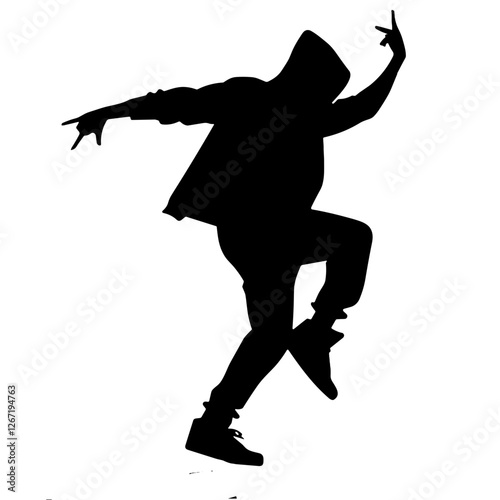 Vector illustration of a street dancer in a dynamic pose, showcasing energy and movemen