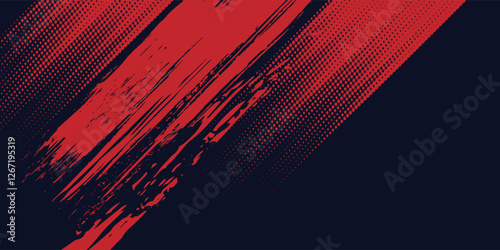 Red halftone dots blue color pattern gradient grunge texture background. Dot pop art comic sport style dots grunge arts background