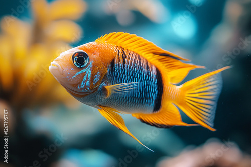 Vibrant Aquatic Life, Striking Close-Up of a Colorful Tropical Fish