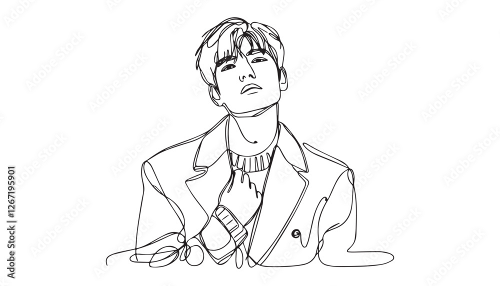 Continuous one single minimal line drawing smart man Continuous one single minimal line drawing smart man