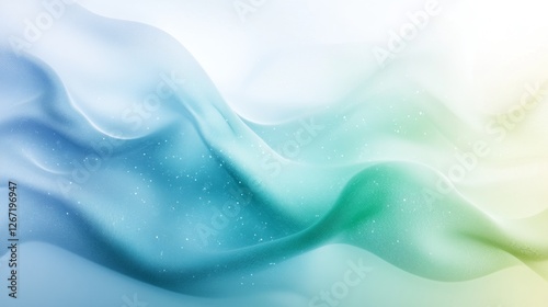 Abstract flowing fabric waves in blue green and white tones