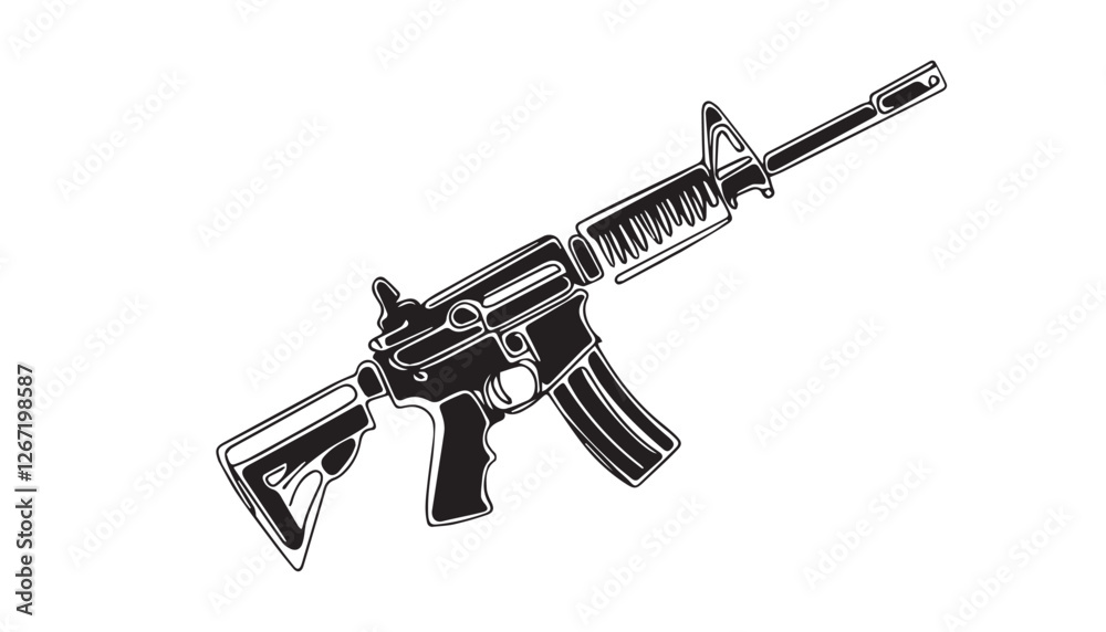 Continuous one single minimal line drawing weapon
Continuous one single minimal line drawing weapon