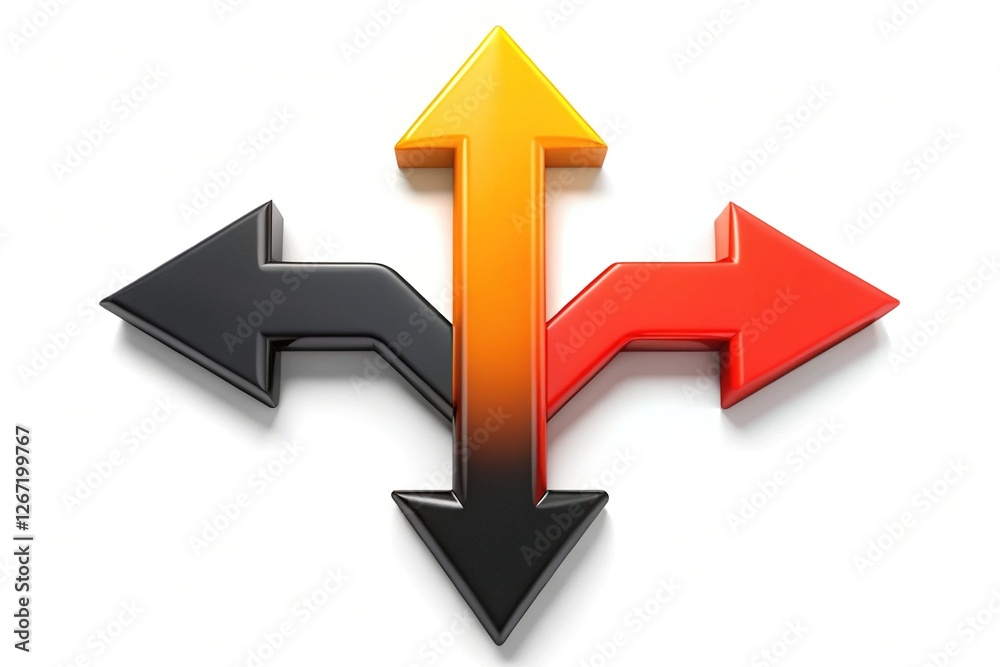 Black Directional Arrows Three-Way Flow Chart Black Directional Arrows Three-Way Flow Chart
