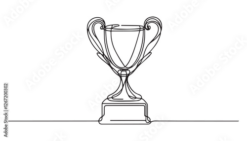 Continuous one single minimal line drawing trophy
