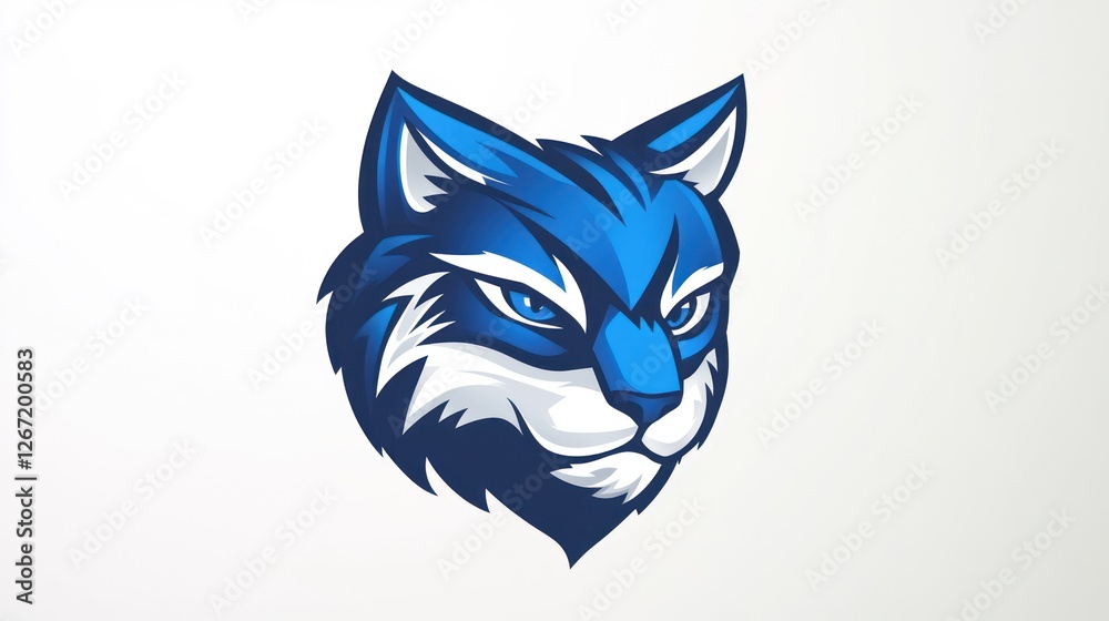 Obraz premium Blue lynx head cartoon logo for web or printing on merchandise