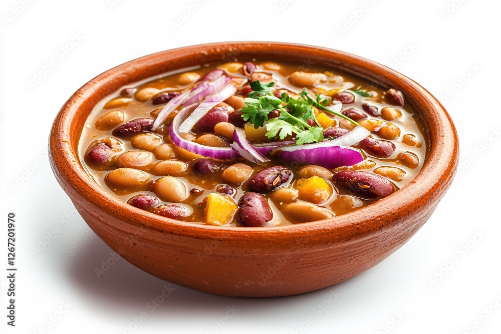 Hearty Bean Stew in Rustic Bowl with Fresh Toppings A Culinary Delight for Food Lovers Hearty Bean Stew in Rustic Bowl with Fresh Toppings A Culinary Delight for Food Lovers
