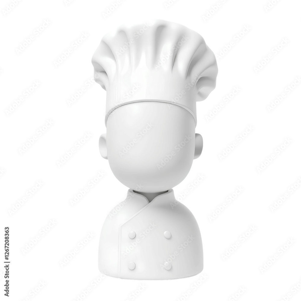 high quality png of a 3d chef head with a traditional hat, faceless minimalist character, isolated on transparent background, perfect for culinary concepts high quality png of a 3d chef head with a traditional hat, faceless minimalist character, isolated on transparent background, perfect for culinary concepts