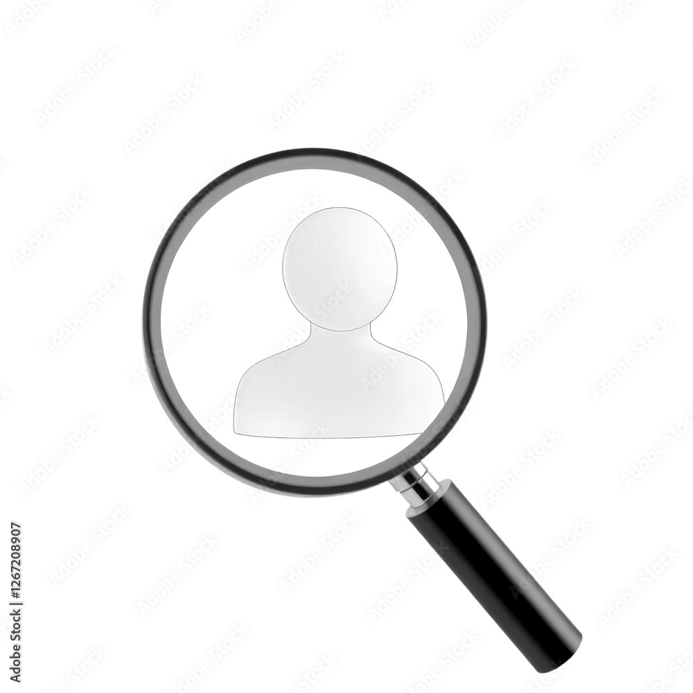 magnifying glass zooming in on a person icon, representing hiring and talent search concept, high quality png isolated on transparent background magnifying glass zooming in on a person icon, representing hiring and talent search concept, high quality png isolated on transparent background