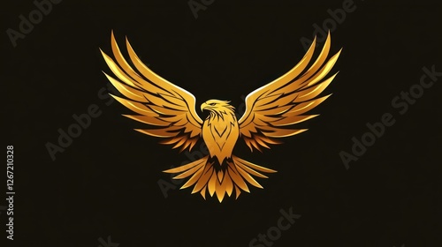 Golden eagle soars, wings spread, a symbol of freedom, power, and elegance in a sleek logo design