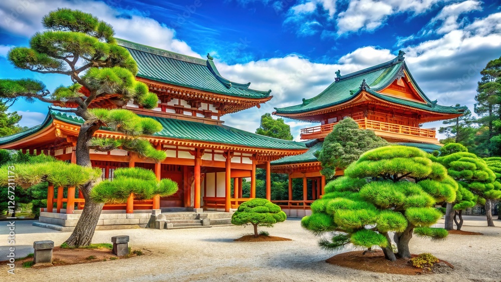 Picturesque Cultivated Pine Trees of Heian-jingu Shrine Picturesque Cultivated Pine Trees of Heian-jingu Shrine