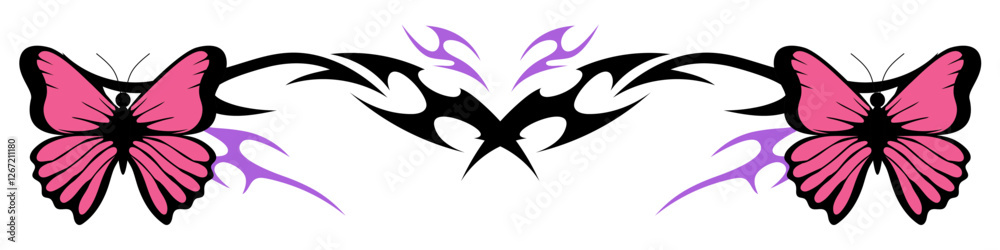butterfly with Neo tribal y2k gothic style tattoo Cyber sigilism spikes and sparks for streetwear print designs, spiky y2k aesthetic vector set butterfly with Neo tribal y2k gothic style tattoo Cyber sigilism spikes and sparks for streetwear print designs, spiky y2k aesthetic vector set