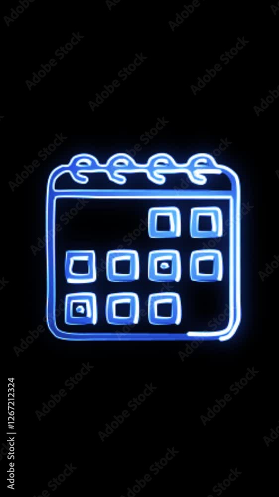 Calendar date icon, glowing symbol, digital UI, futuristic design, cyberpunk glow, animated icon, bright neon, user interface, modern technology, digital element, Calendar date icon, glowing symbol, digital UI, futuristic design, cyberpunk glow, animated icon, bright neon, user interface, modern technology, digital element,