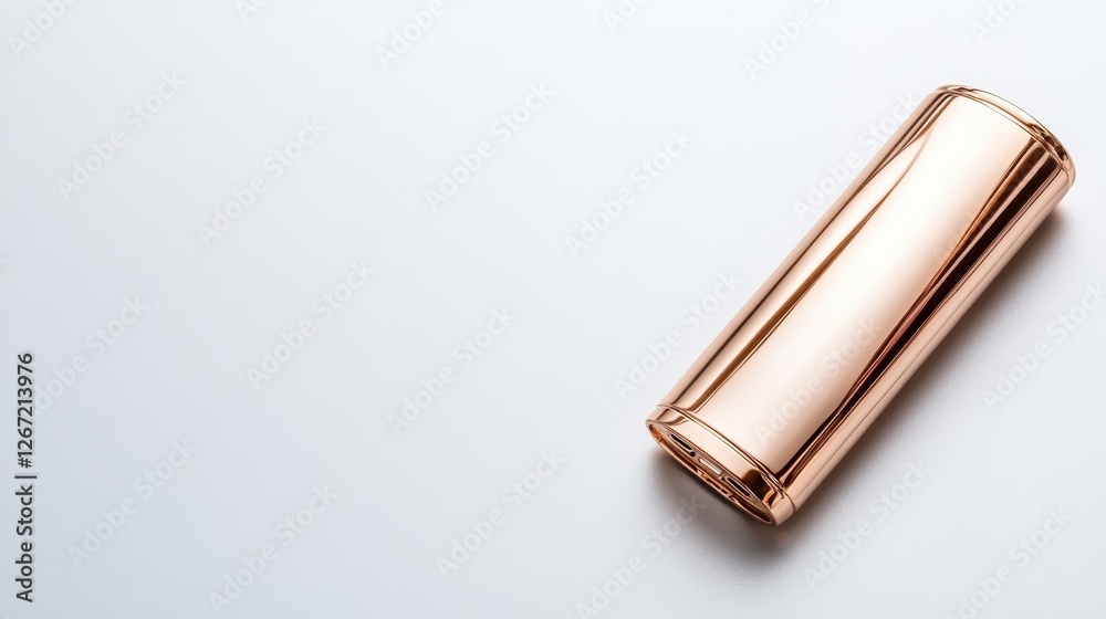 A stunning rose gold metallic cylinder elegantly displayed on a bright surface, representing sophistication, luxury, and a modern lifestyle. A stunning rose gold metallic cylinder elegantly displayed on a bright surface, representing sophistication, luxury, and a modern lifestyle.
