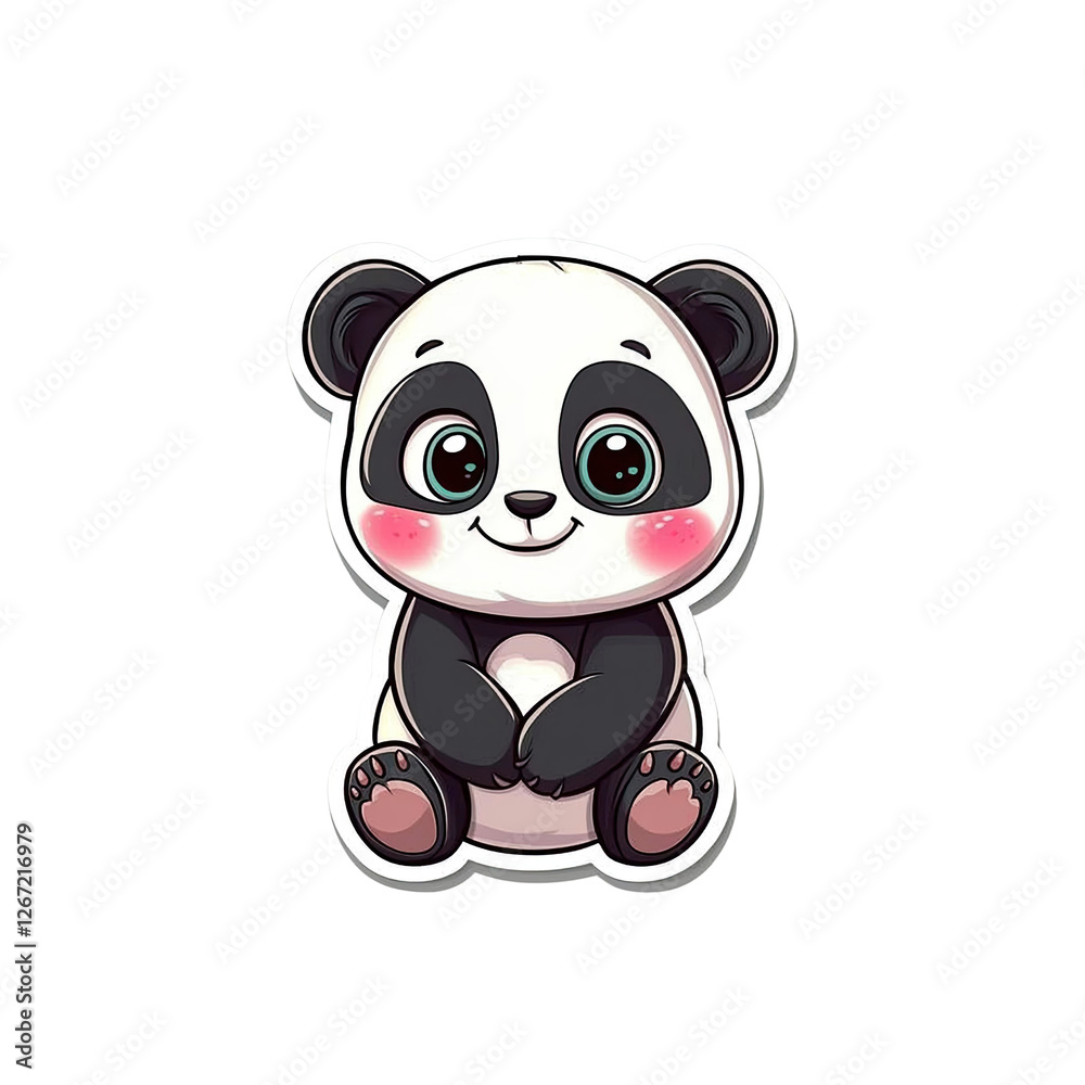 Fototapeta premium Adorable Cartoon Panda Bear Sticker Design