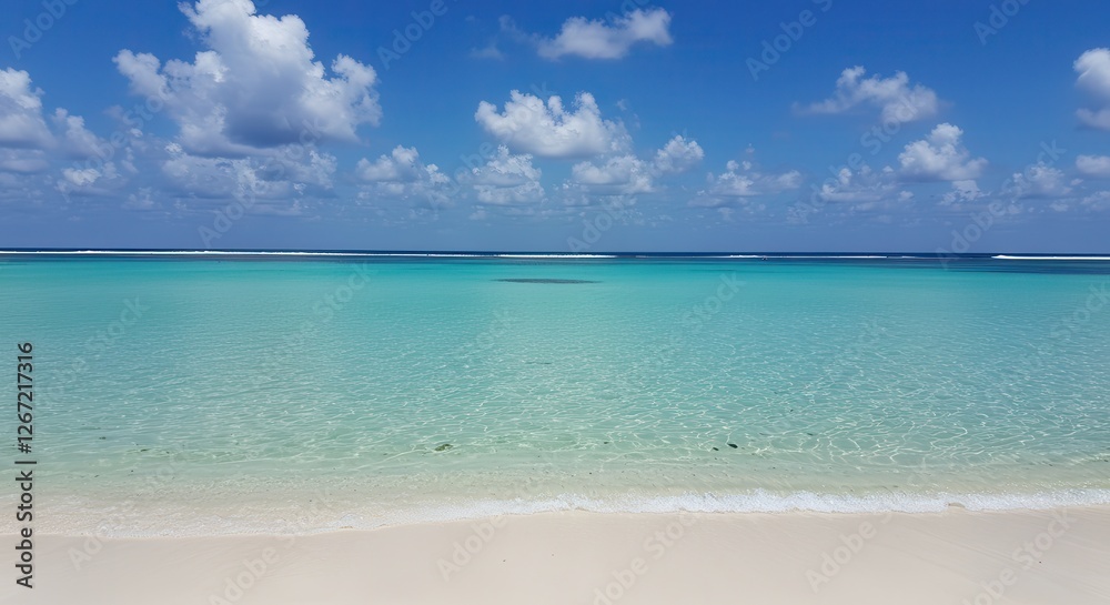 Idyllic Tropical Beach Scene with Turquoise Water and White Sand Idyllic Tropical Beach Scene with Turquoise Water and White Sand