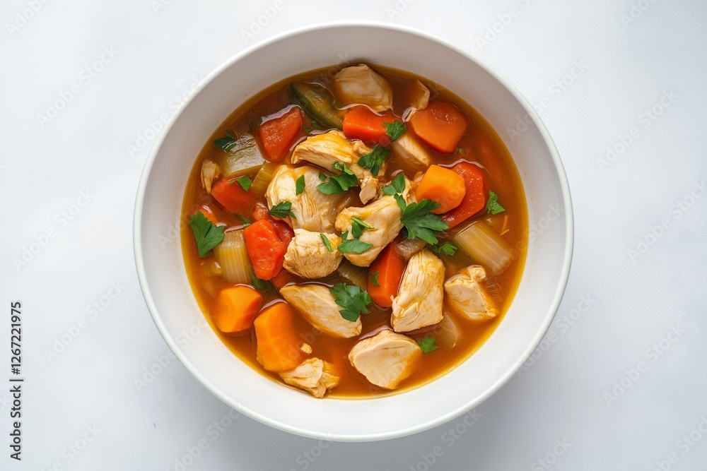 Delicious chicken vegetable stew served in bowl, perfect for low-carb diet recipes. Concept highlights nutritious ingredients ideal for light, fulfilling meals Delicious chicken vegetable stew served in bowl, perfect for low-carb diet recipes. Concept highlights nutritious ingredients ideal for light, fulfilling meals