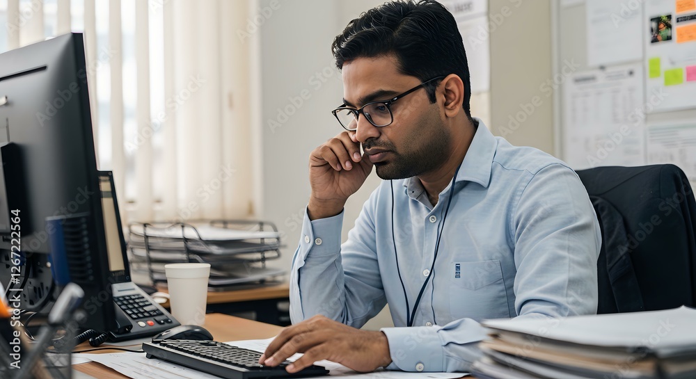 Focused Businessman at Desk