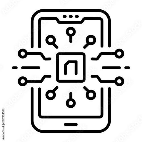 Ai phone icon in linear style 